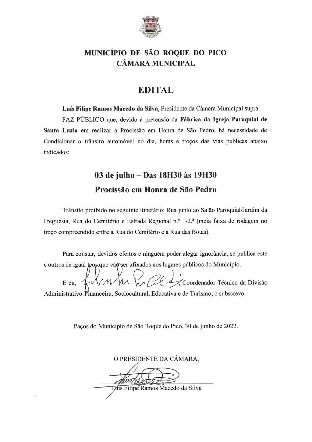  3 de julho - Procissão em Honra de São Pedro