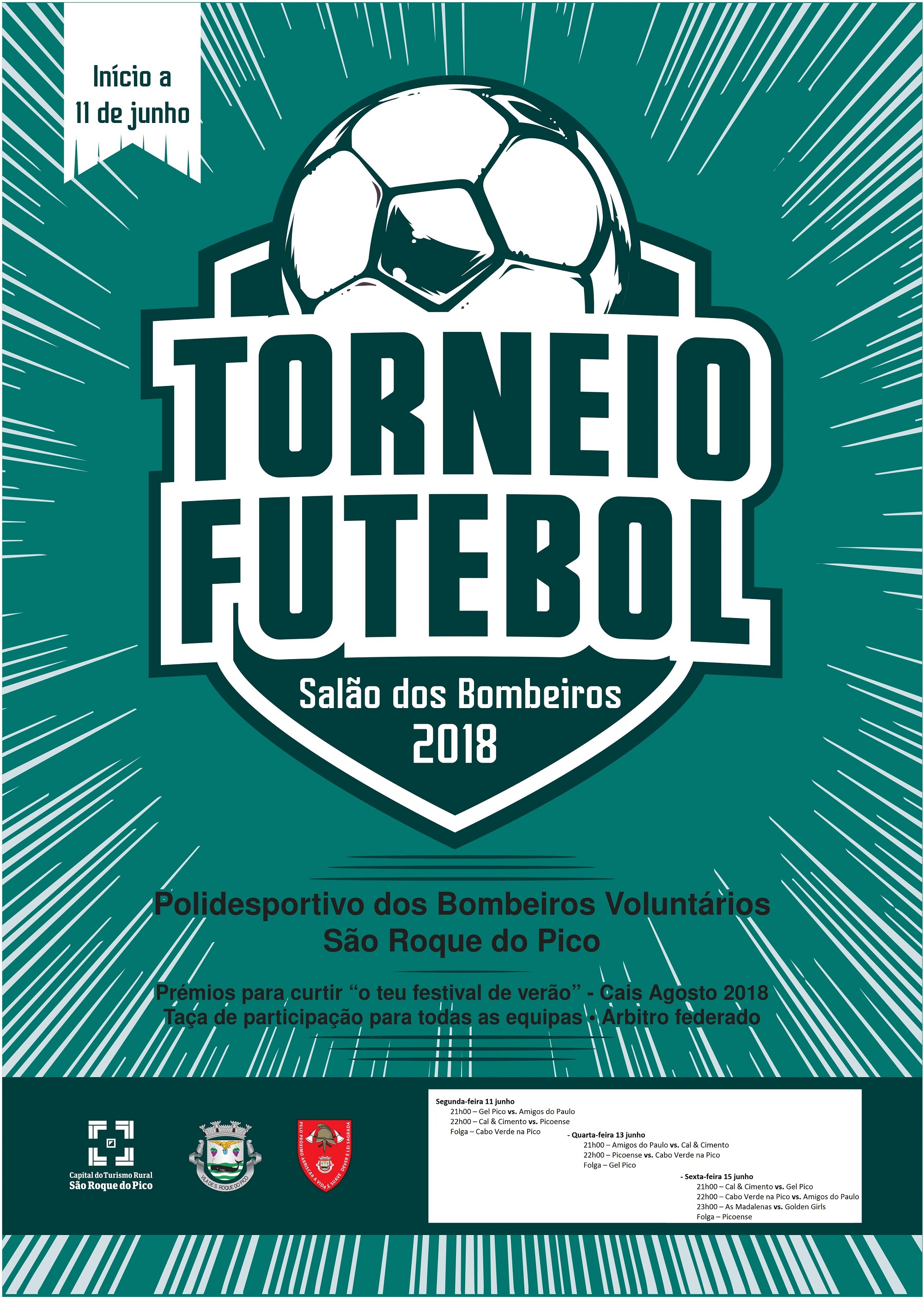 Torneio Futebol Salão dos Bombeiros inicia na próxima segunda feira dia 11 de junho