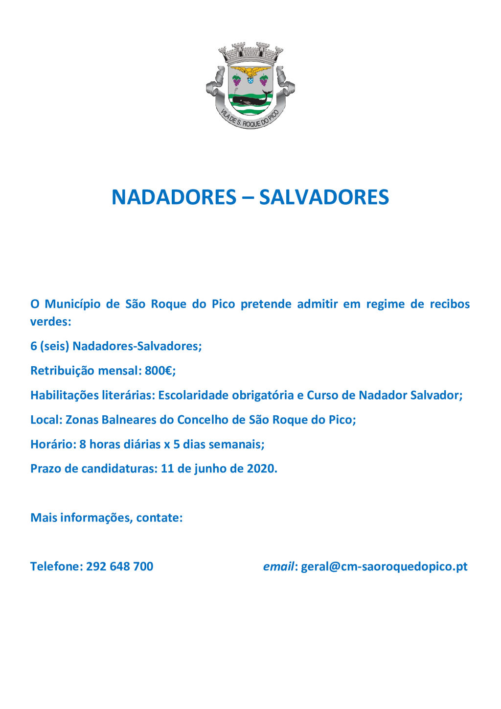 Admissão de nadadores-salvadores