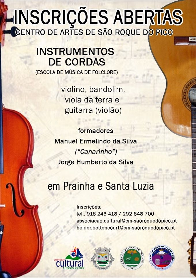 Inscrições abertas - Violino, Bandolim, Viola da Terra, Guitarra (Violão)